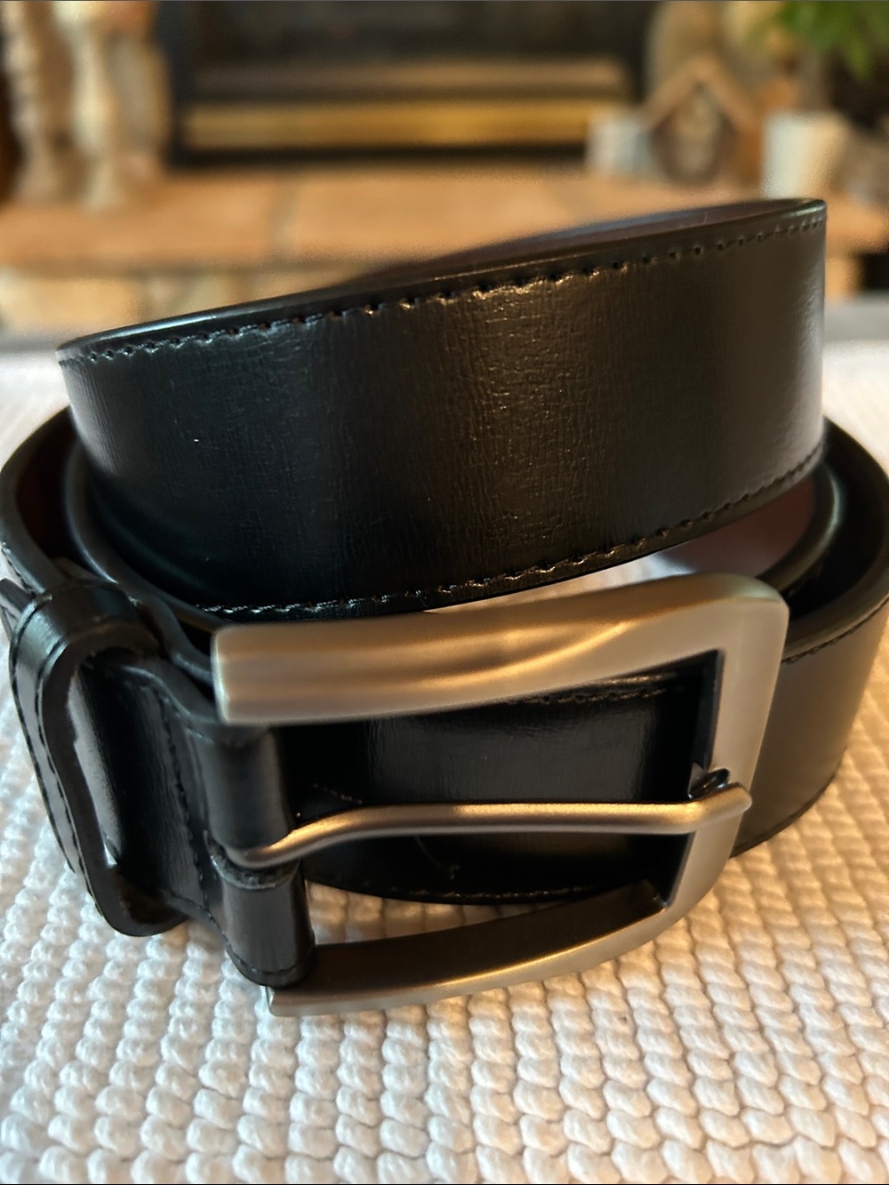 Men’s Black Leather Belt, Size 44-46”